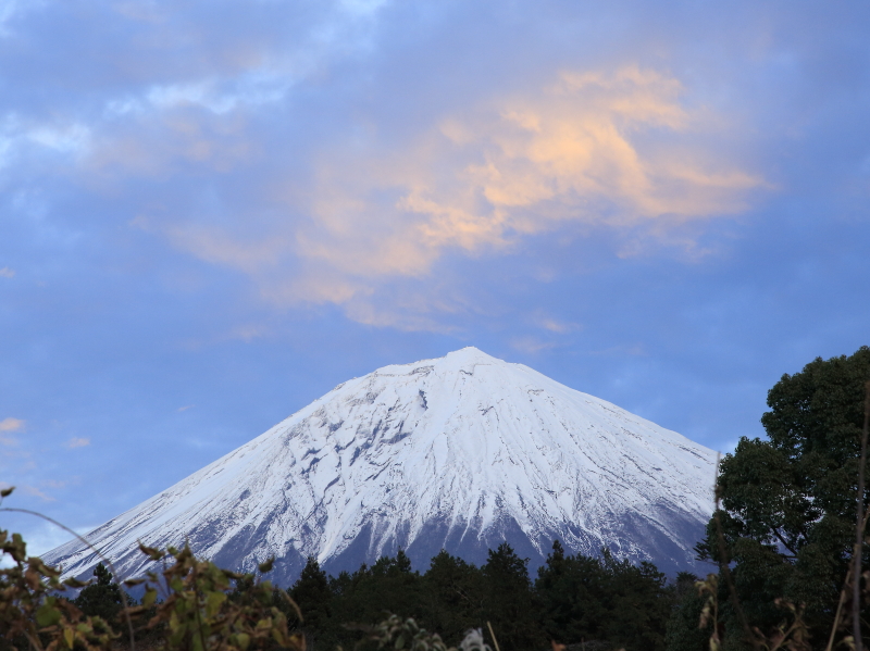 富士山　大沢崩れ　夕雲